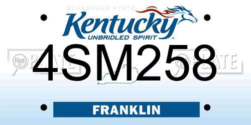4SM258 Kentucky License Plate