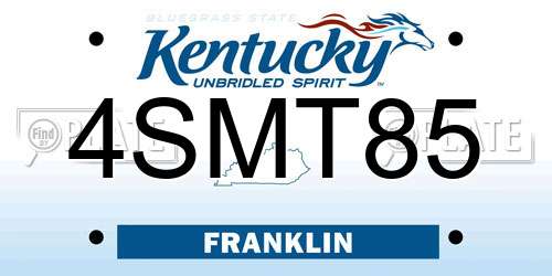 4SMT85 Kentucky License Plate