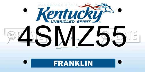 4SMZ55 Kentucky License Plate