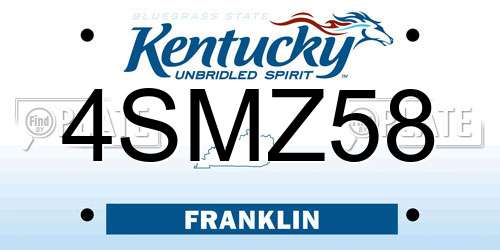 4SMZ58 Kentucky License Plate
