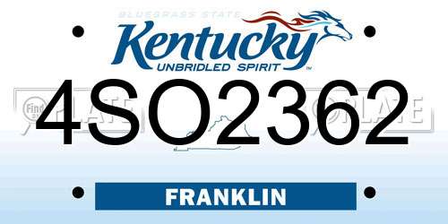 4SO2362 Kentucky License Plate