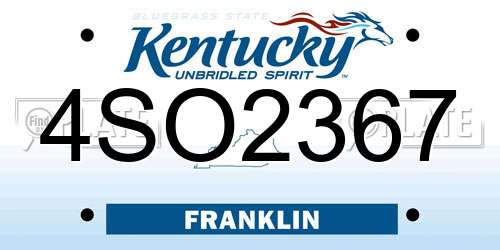 4SO2367 Kentucky License Plate