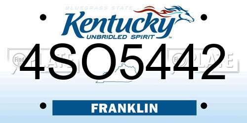 4SO5442 Kentucky License Plate