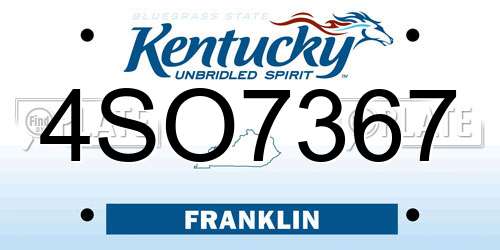 4SO7367 Kentucky License Plate