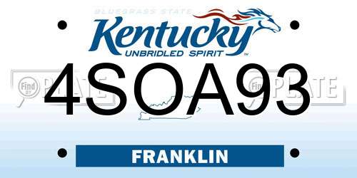 4SOA93 Kentucky License Plate