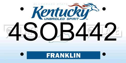 4SOB442 Kentucky License Plate