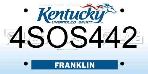 4SOS442 Kentucky License Plate