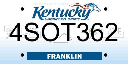 4SOT362 Kentucky License Plate