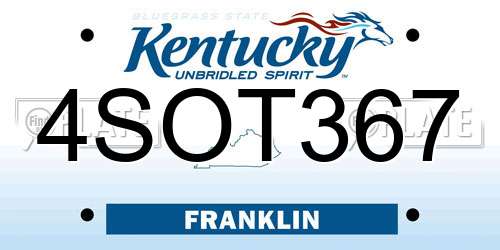 4SOT367 Kentucky License Plate