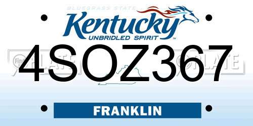 4SOZ367 Kentucky License Plate