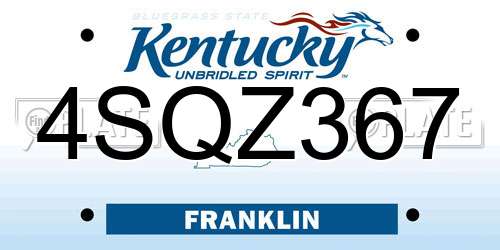 4SQZ367 Kentucky License Plate