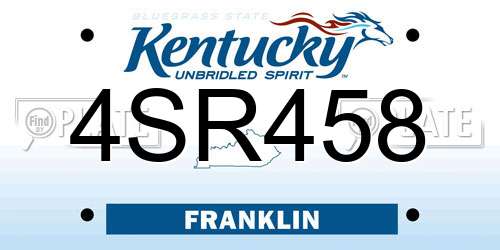 4SR458 Kentucky License Plate