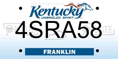 4SRA58 Kentucky License Plate