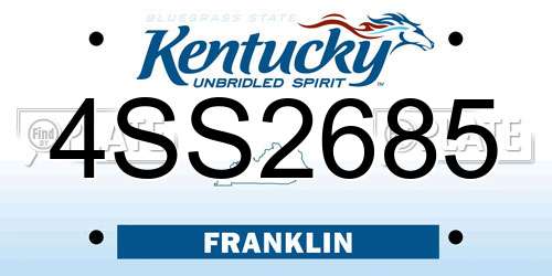 4SS2685 Kentucky License Plate