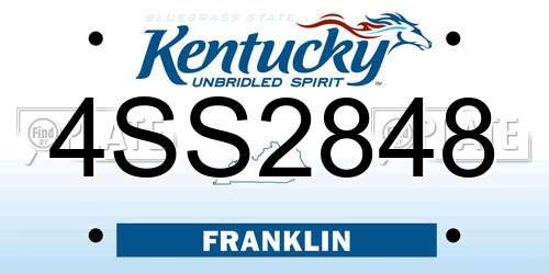 4SS2848 Kentucky License Plate