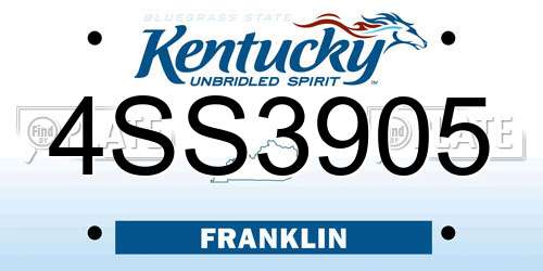 4SS3905 Kentucky License Plate