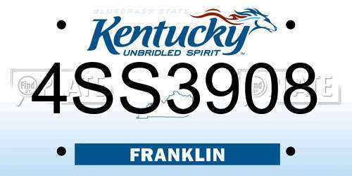 4SS3908 Kentucky License Plate