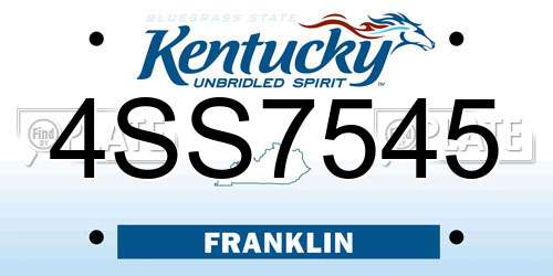 4SS7545 Kentucky License Plate