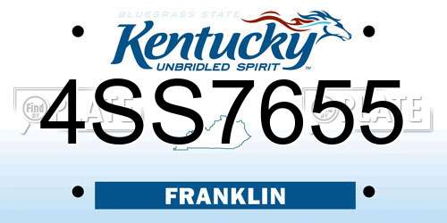 4SS7655 Kentucky License Plate