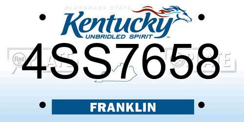 4SS7658 Kentucky License Plate