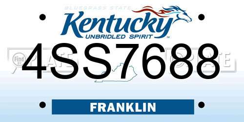 4SS7688 Kentucky License Plate
