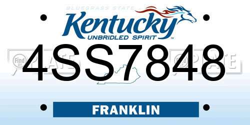 4SS7848 Kentucky License Plate