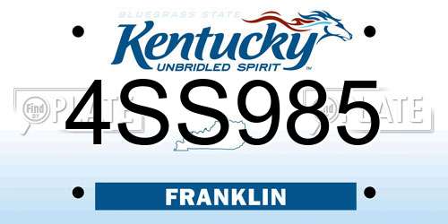 4SS985 Kentucky License Plate