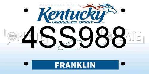 4SS988 Kentucky License Plate