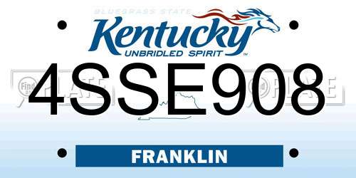 4SSE908 Kentucky License Plate