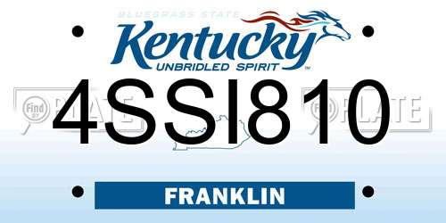 4SSI810 Kentucky License Plate