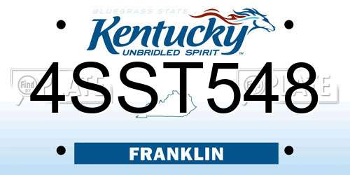 4SST548 Kentucky License Plate