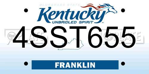 4SST655 Kentucky License Plate