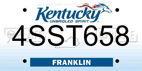 4SST658 Kentucky License Plate