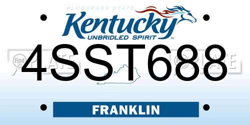 4SST688 Kentucky License Plate