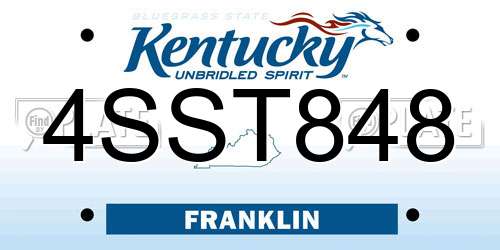 4SST848 Kentucky License Plate
