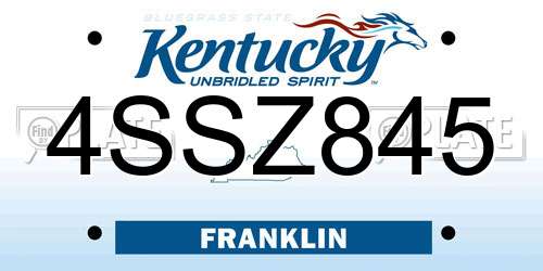 4SSZ845 Kentucky License Plate
