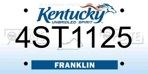 4ST1125 Kentucky License Plate