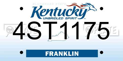4ST1175 Kentucky License Plate
