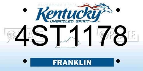4ST1178 Kentucky License Plate