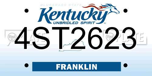 4ST2623 Kentucky License Plate