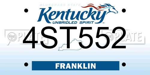 4ST552 Kentucky License Plate