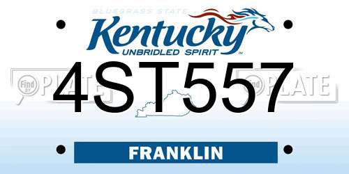 4ST557 Kentucky License Plate