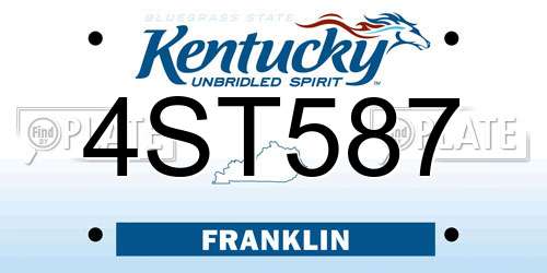 4ST587 Kentucky License Plate