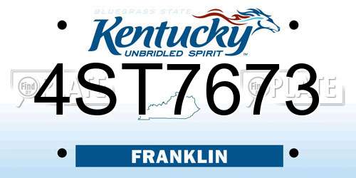 4ST7673 Kentucky License Plate