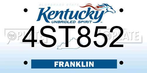 4ST852 Kentucky License Plate