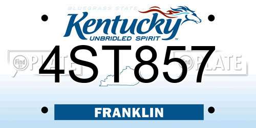 4ST857 Kentucky License Plate