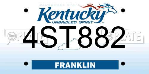 4ST882 Kentucky License Plate