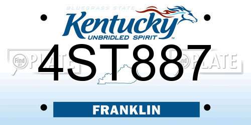4ST887 Kentucky License Plate