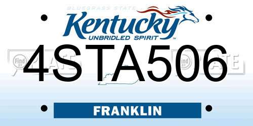 4STA506 Kentucky License Plate