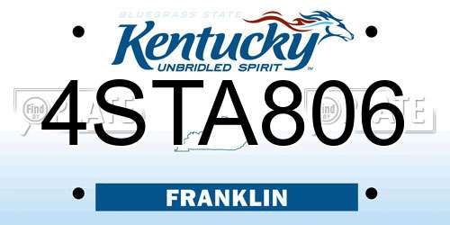 4STA806 Kentucky License Plate